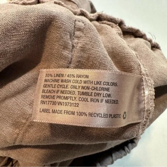 Universal Thread Linen Blend Shorts Taupe Drawstring Cuffed Hem, Size XXL - Picture 7 of 12